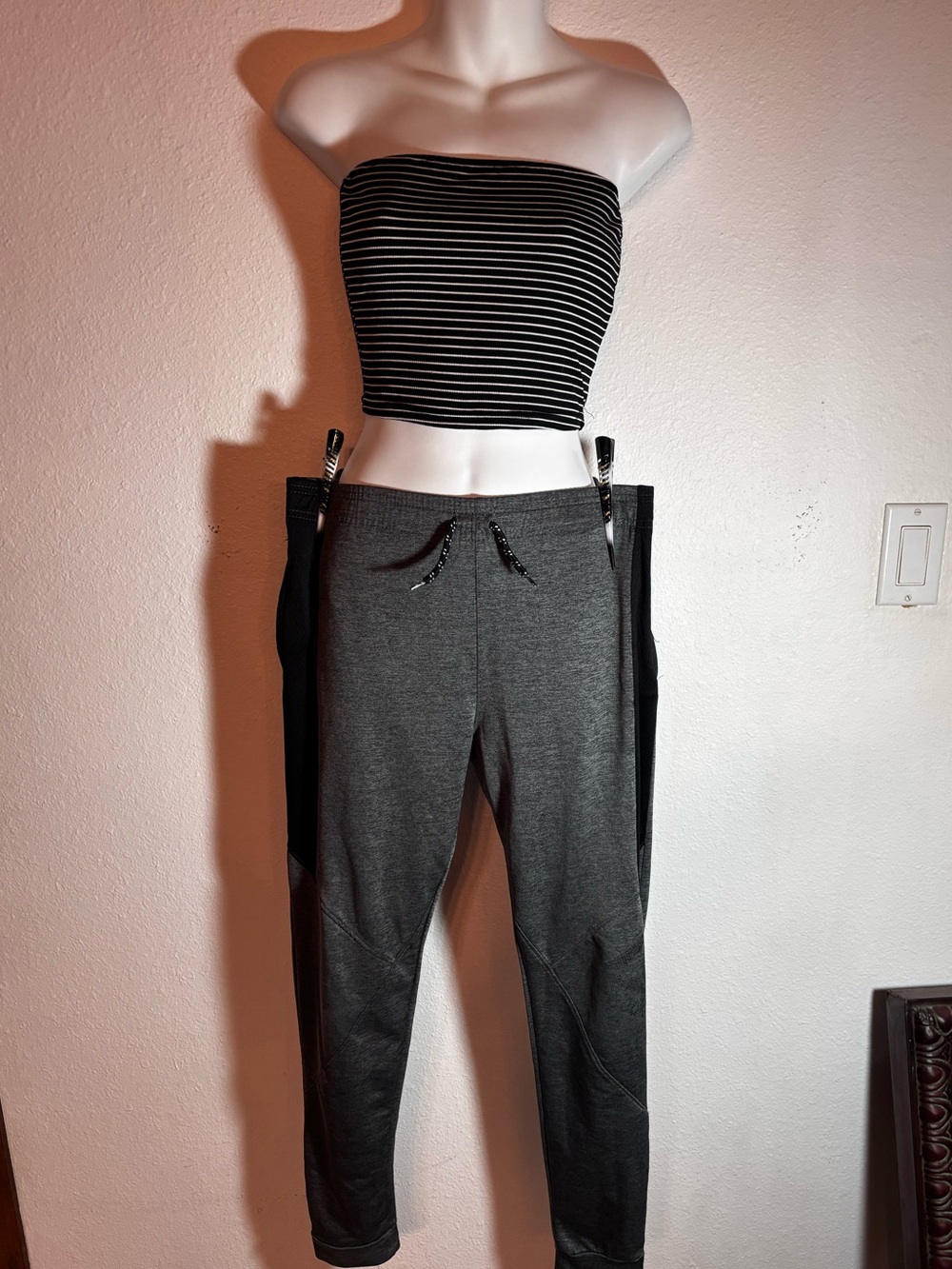 Reebok Charcoal Gray and Black Women's Track Pants